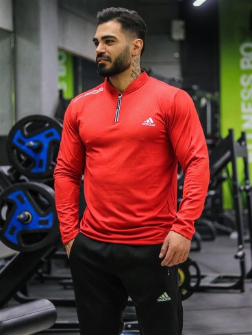 تيشرت مردانه مردانه آستين بلند نيم زيپ ADIDAS