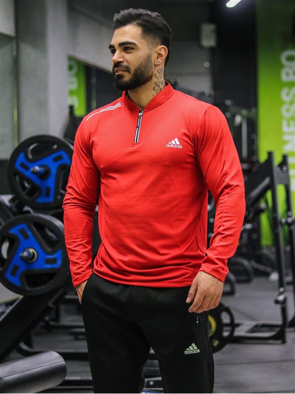 تيشرت مردانه مردانه آستين بلند نيم زيپ ADIDAS