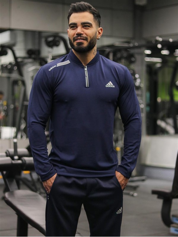 تيشرت مردانه مردانه آستين بلند نيم زيپ ADIDAS