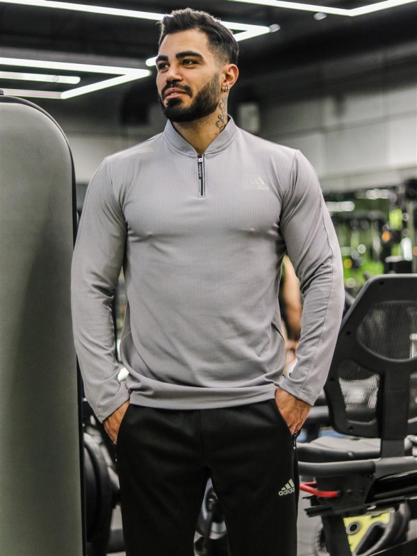 تيشرت مردانه مردانه آستين بلند نيم زيپ ADIDAS