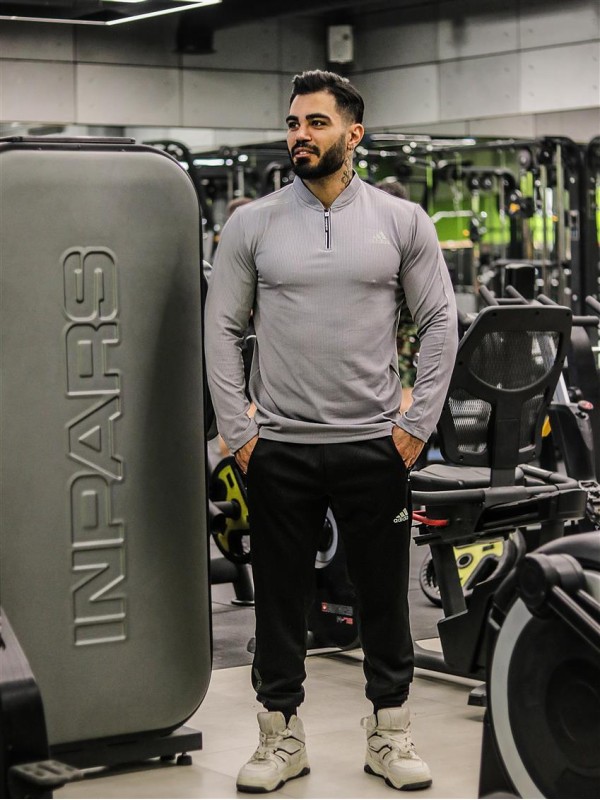 تيشرت مردانه مردانه آستين بلند نيم زيپ ADIDAS