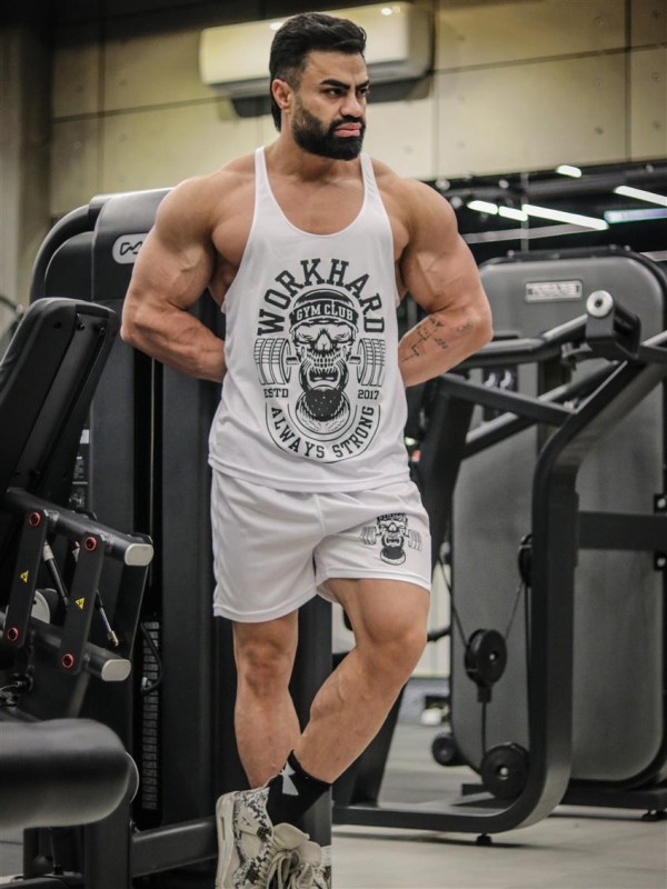 ست ورزشي مردانه مردانه ركابي و شلوارك بند نازك work hard