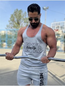 ست ورزشي مردانه مردانه ركابي و شلوارك بند نازك Never Give Up