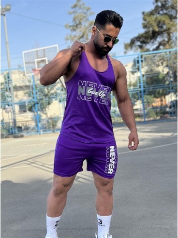 ست ورزشي مردانه مردانه ركابي و شلوارك بند نازك Never Give Up