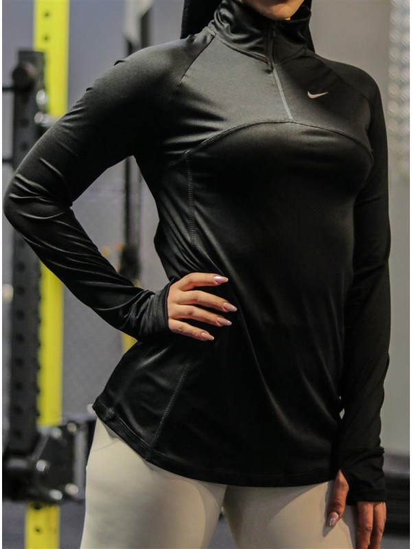 تيشرت زنانه زنانه آستين بلند يقه نيم زيپ NIKE