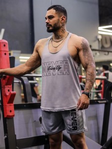 ست ورزشي مردانه مردانه ركابي و شلوارك بند نازك Never Give Up