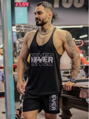 ست ورزشي مردانه مردانه ركابي و شلوارك بند نازك Never Give Up