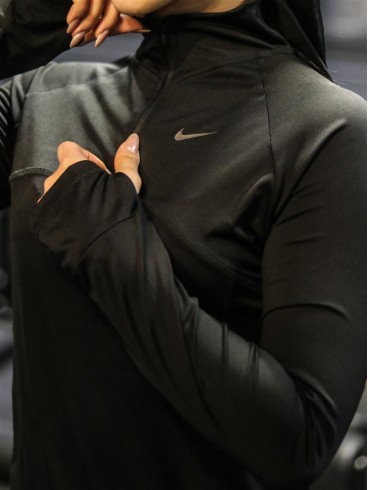 تيشرت زنانه زنانه آستين بلند يقه نيم زيپ NIKE