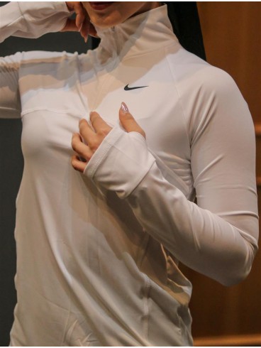تيشرت زنانه زنانه آستين بلند يقه نيم زيپ NIKE